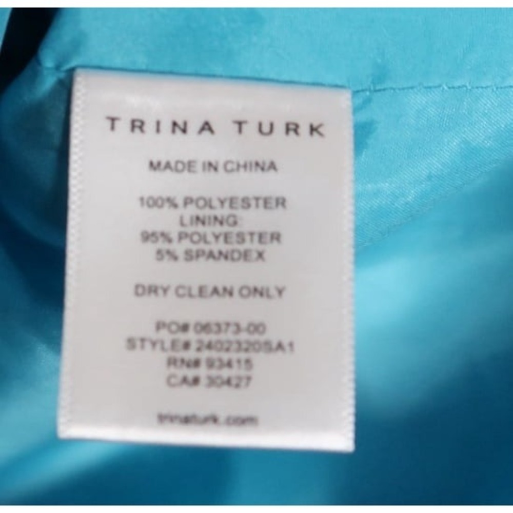 Trina Turk Priscilla Dress Gulfstream Blue Bow Shoulder Satin Cocktail Dress 12 - Picture 10 of 12